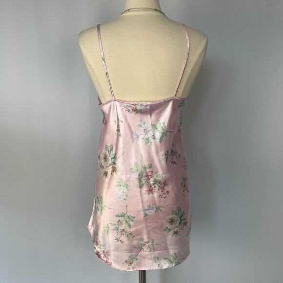 Mini Slip Dress Size Medium Pink Pastel Floral Silky Lingerie Coquette Feminine - Picture 7 of 15